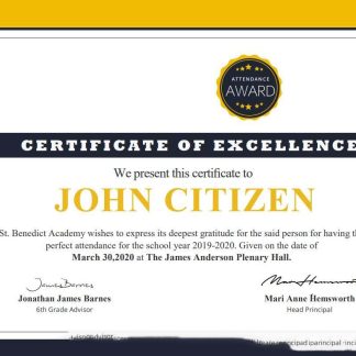 USA School Attendance cert download template file