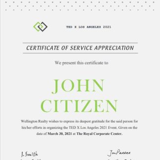 USA Service certificate download template file