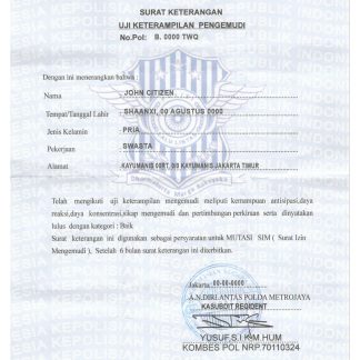 INDONESIA driver certificate download template file