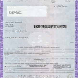 USA state Illinois certificate of title of a vehicle template in PSD format download template file