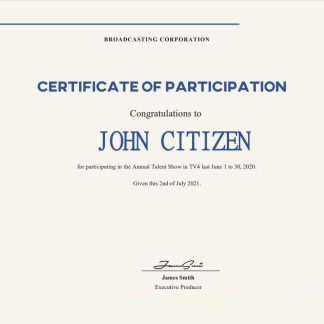 USA Talent Show Participation certificate download template file