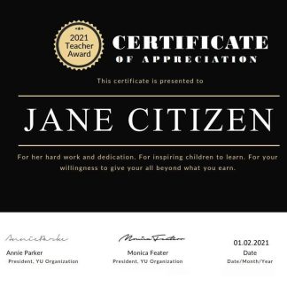 USA Teacher Appreciation certificate download template file
