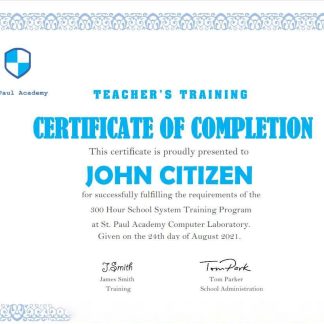 USA Teacher's Training Completion certificate download template file