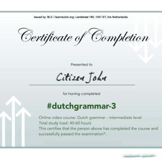 Language grammar Certificate of Completion download template file