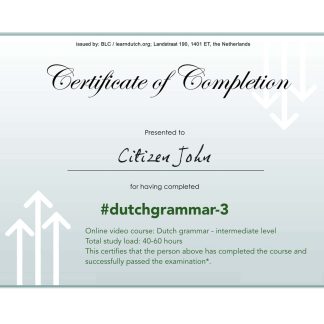 Netherlands language grammar certificate of completion PSD sample, completely editable download template file