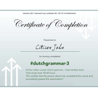 Netherlands language grammar certificate of completion PSD sample, completely editable download template file