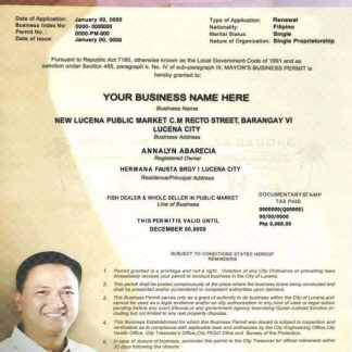 Philippines City of Lucena private entrepreneur certificate template in PSD format download template file