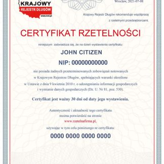 POLAND business certificate download template file