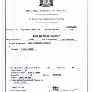 TANZANIA business registration version2 download template file