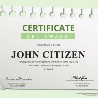USA Art Award Certificate template in Word and PDF format download template file