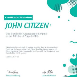 USA Baptism Certificate template in Word and PDF format, version 2 download template file