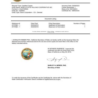 USA California State Document Autentication certificate Word and PDF template download template file