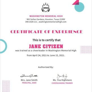 USA Choir Certificate of Participation download template file