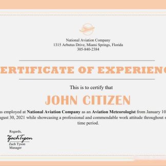 USA Company Training Cert download template file