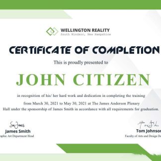 USA Completion certificate template in Word and PDF format, version 3 download template file