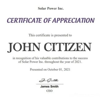 USA Employee Appreciation cert Version 2 download template file