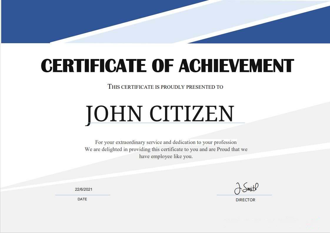 USA Excellence Cert download template file