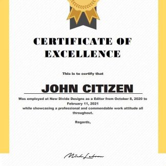 USA Excellence cert Version 2 download template file