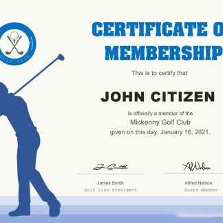 USA Golf Club Membership cert download template file