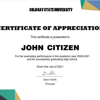 USA Graduation Appreciation certificate template in Word and PDF format download template file