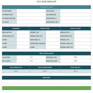 Company pay stub in PDF and Word formats download template file