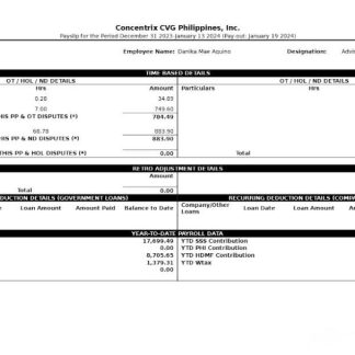 Concentrix CVG Philippines payslip template in Word and PDF formats.pdf, 1 download template file