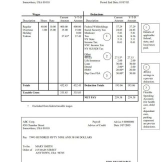 construction pay stub Word and PDF template download template file