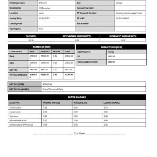 Encot Fabrics corporate office payslip template in Word and PDF formats.pdf, 1 download template file