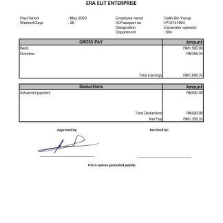 EPIC EXCAVATING earnings statement template in Word and PDF formats.pdf, 1 download template file