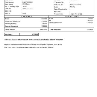 fast fashion company payslip template in Word and PDF formats download template file