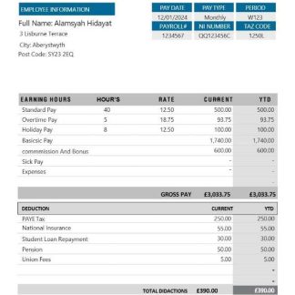 Genpact Services artificial intelligence payslip template in Word and PDF formats.pdf, 1 download template file