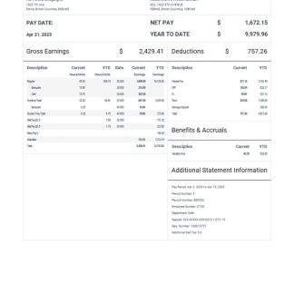 H E B Distribution Center earning statement template in Word and PDF formats.pdf, 1 download template file