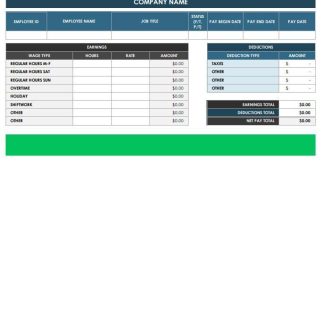 hotel company payroll template in Excel and PDF formats download template file