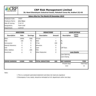 INDIA CAVINSYS Technologies Pvt Ltd payslip in Word and PDF formats download template file