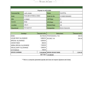 Aakash Healthcare payslip template in Word and PDF formats.pdf, 1 download template file