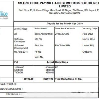 INDIA SENSYS technologies Pvt. Ltd. payslip in Word and PDF formats download template file