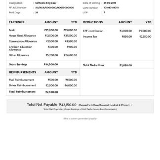 INDIA TATA Consultancy Services payslip in Word and PDF formats download template file