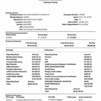 Kusina Otso restaurant payslip template in Word and PDF formats.pdf, 1 download template file