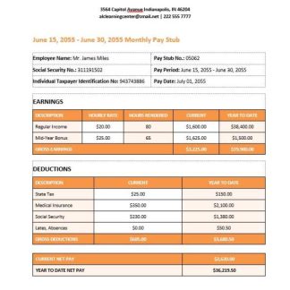 laboratory payslip Word and PDF template download template file