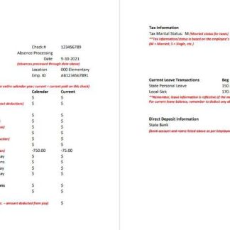Long Beach Unified School district employee pay stub Word and PDF template download template file