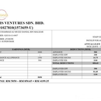 MALAYSIA ABC SDN. BHD. pay stub Word and PDF template download template file
