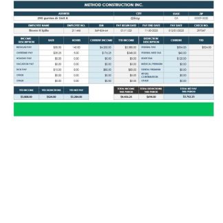 Margaux Inn Salary Slip pay stub in PDf and Word formats download template file