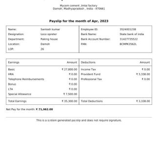 Motherson Sumi Wiring harness payslip template in Word and PDF formats.pdf, 1 download template file