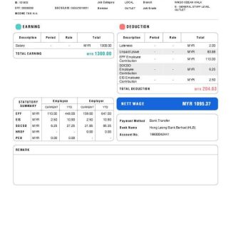 Nanny Knowledge LLC pay stub Word and PDF template download template file