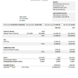 Australia NSW AutoSoft payslip download template file