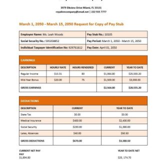 real estate, rental and leasing company payslip template in Word and PDF formats download template file