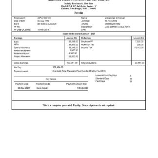 Abzooba India Infotech payslip template in Word and PDF formats.pdf, 1 download template file