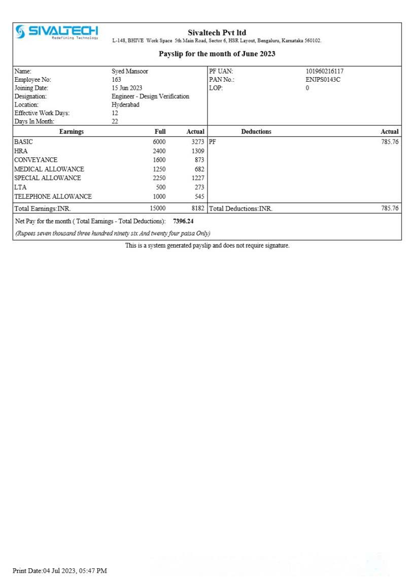 Sap Labs Payslip download template file