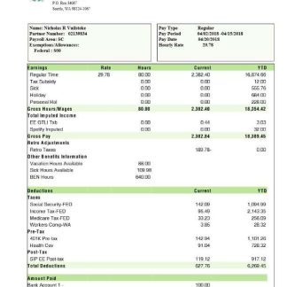 SMB trucking services Inc. pay stub in PDf and Word formats download template file