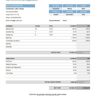 telecommunications corporation earning statement in Excel and PDF download template file